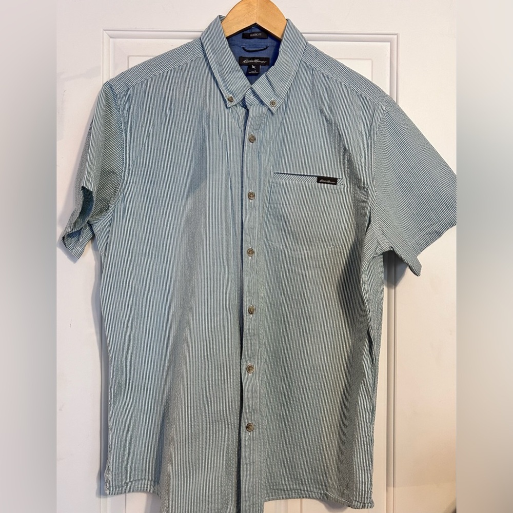Men's Eddie Bauer Classic Fit Short Sleeve Button Down Shirt Size Large